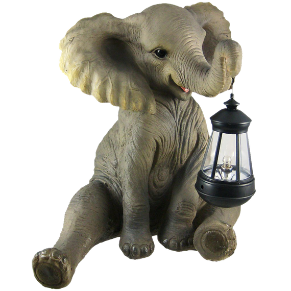 Cute African Elephant Porch Garden Statue W Lantern
