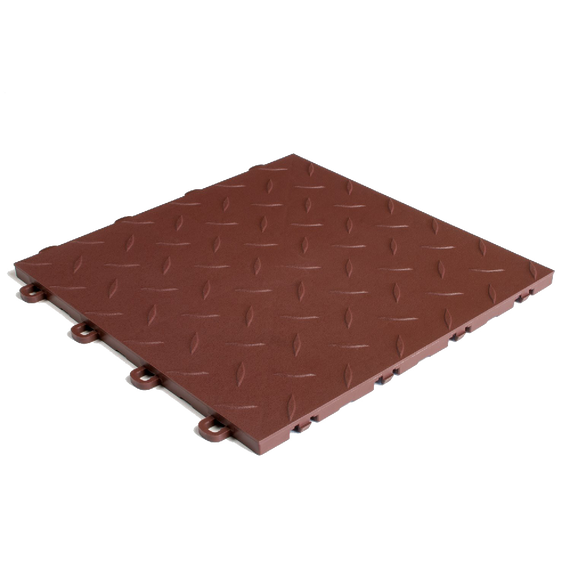 ModuTile Garage Flooring Interlocking Tiles Diamond Top Brown 27 pack
