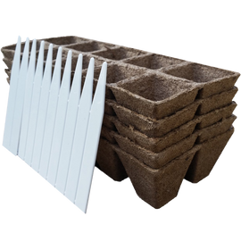 Seed Starter Pots Trays Biodegradable Peat 5 Pack 50 Cells 10 Plastic Plant Markers