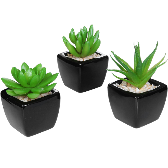small artificial plant in pot Set Of 3 Modern Home Decor Mini Succulent Artificial Plants With Squar – Building Market