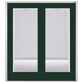 Willow Wood Prehung Left-Hand Inswing Mini Blind Steel Patio Door with No Brickmold