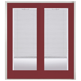 Willow Wood Prehung Left-Hand Inswing Mini Blind Steel Patio Door with No Brickmold